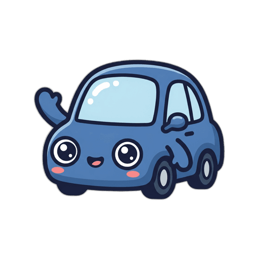 Scrappy the scrap car mascot, waving hello